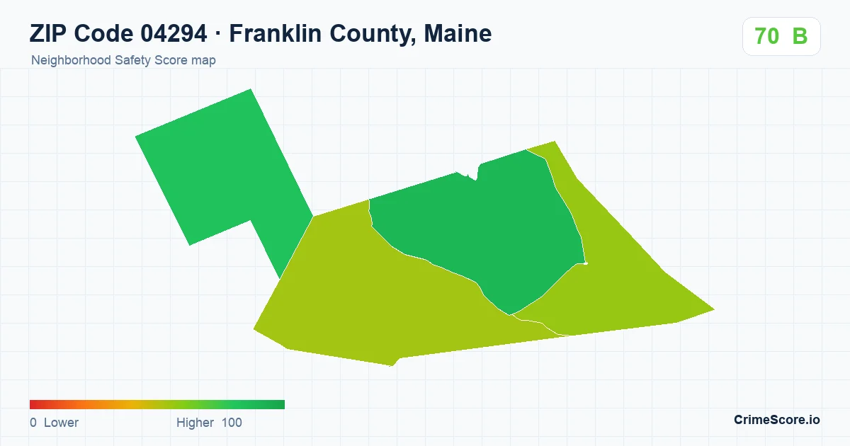 ZIP Code 04294 in Franklin County, Maine neighborhood Safety Score map
