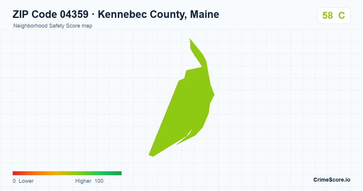 ZIP Code 04359 in Kennebec County, Maine neighborhood Safety Score map