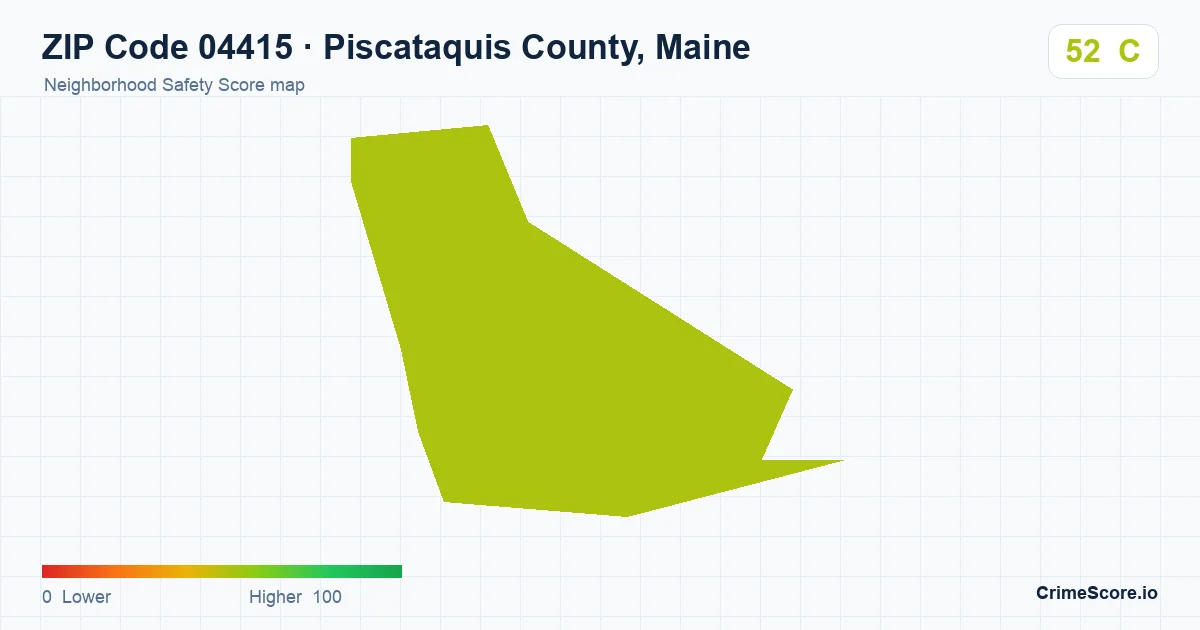 ZIP Code 04415 in Piscataquis County, Maine neighborhood Safety Score map