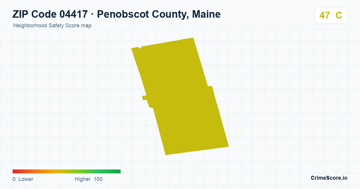ZIP Code 04417 in Penobscot County, Maine neighborhood Safety Score map