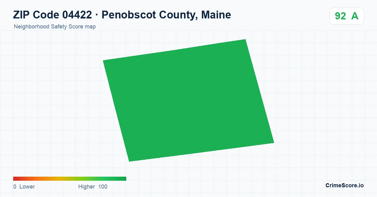 ZIP Code 04422 in Penobscot County, Maine neighborhood Safety Score map