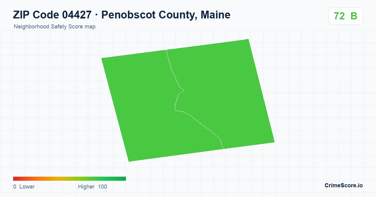 ZIP Code 04427 in Penobscot County, Maine neighborhood Safety Score map