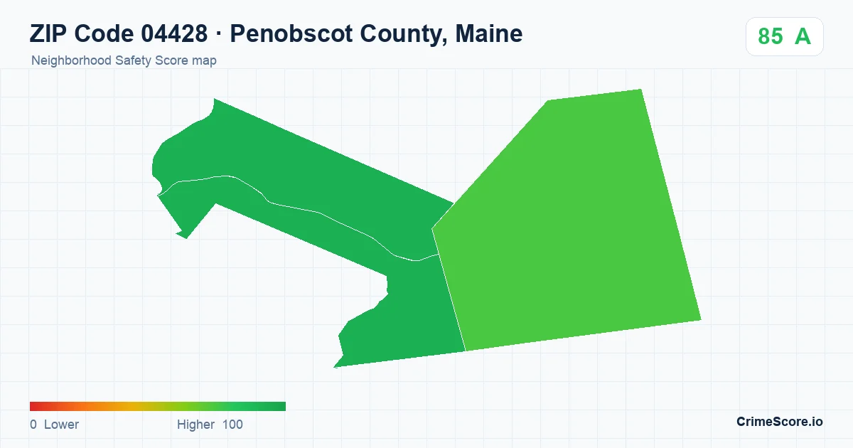 ZIP Code 04428 in Penobscot County, Maine neighborhood Safety Score map