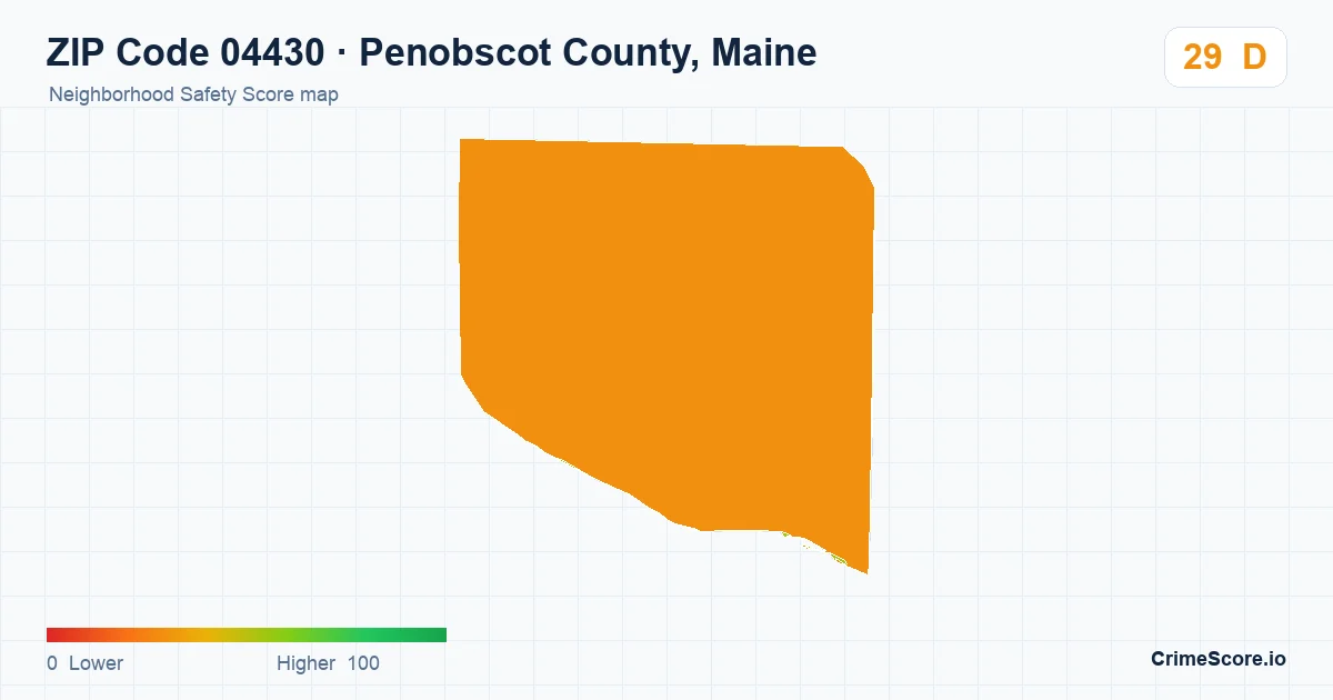 ZIP Code 04430 in Penobscot County, Maine neighborhood Safety Score map