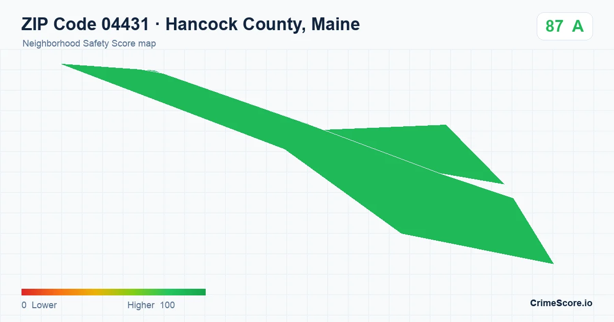 ZIP Code 04431 in Hancock County, Maine neighborhood Safety Score map