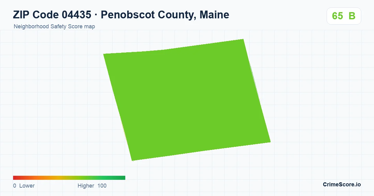 ZIP Code 04435 in Penobscot County, Maine neighborhood Safety Score map