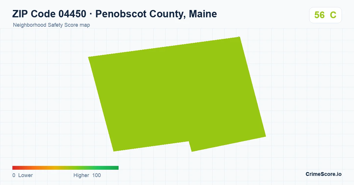 ZIP Code 04450 in Penobscot County, Maine neighborhood Safety Score map