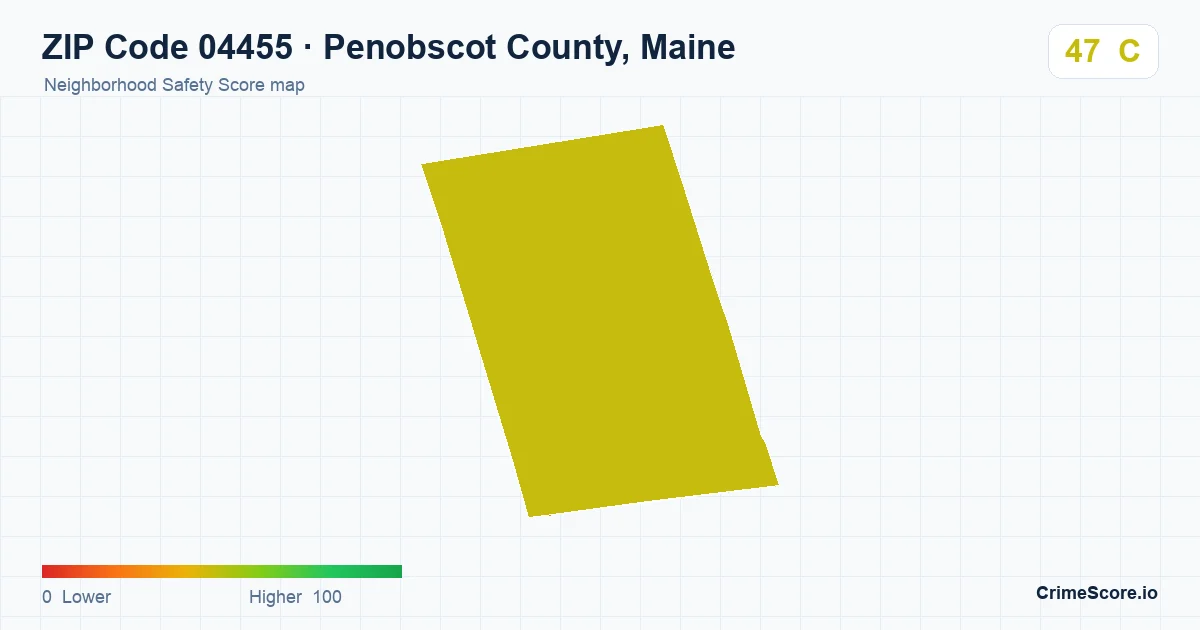 ZIP Code 04455 in Penobscot County, Maine neighborhood Safety Score map