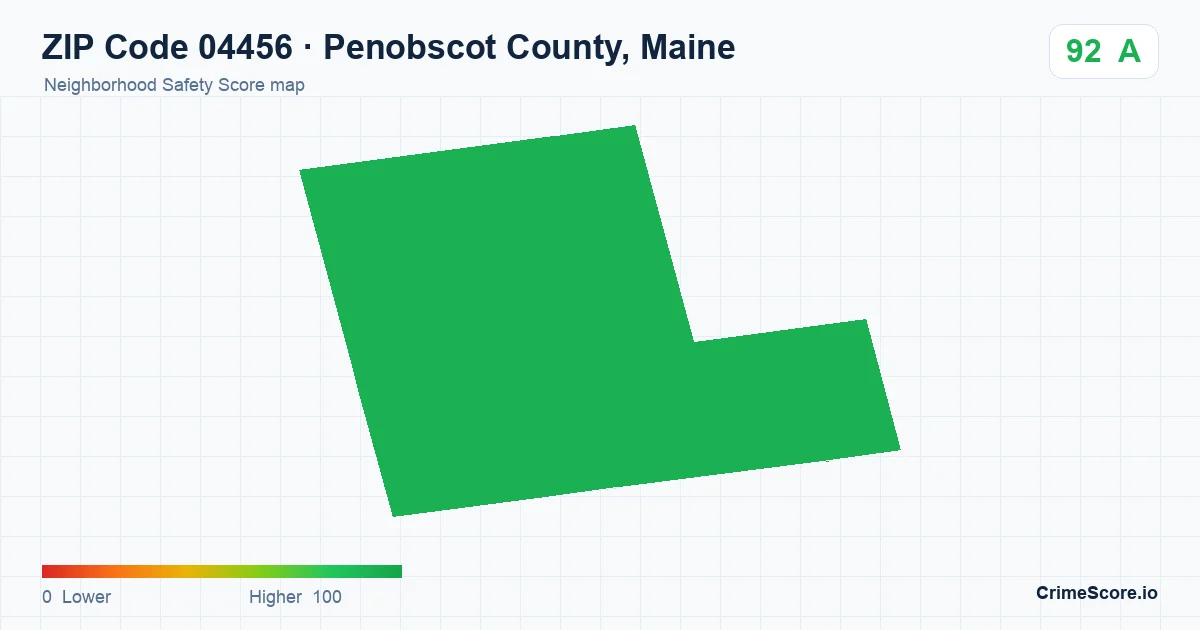 ZIP Code 04456 in Penobscot County, Maine neighborhood Safety Score map