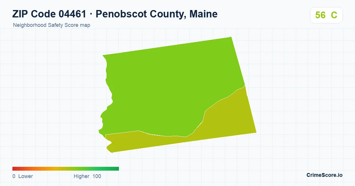ZIP Code 04461 in Penobscot County, Maine neighborhood Safety Score map