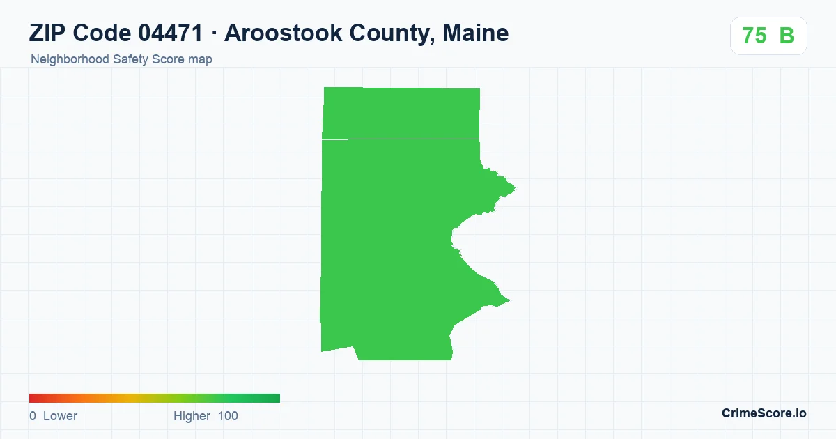 ZIP Code 04471 in Aroostook County, Maine neighborhood Safety Score map