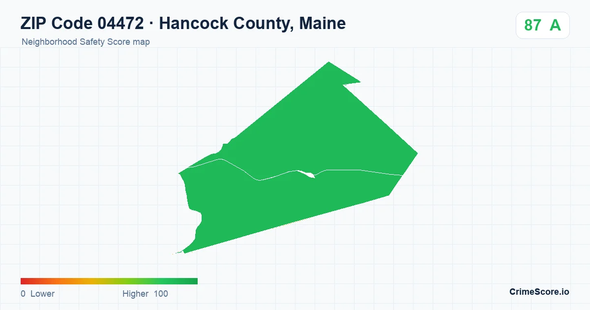 ZIP Code 04472 in Hancock County, Maine neighborhood Safety Score map