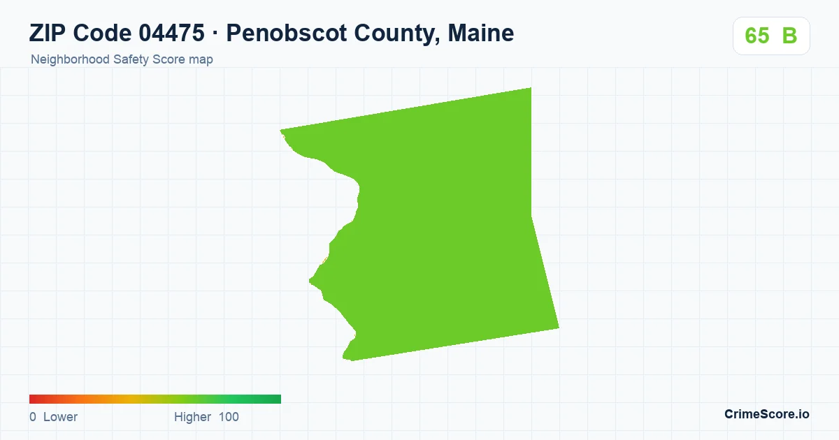 ZIP Code 04475 in Penobscot County, Maine neighborhood Safety Score map
