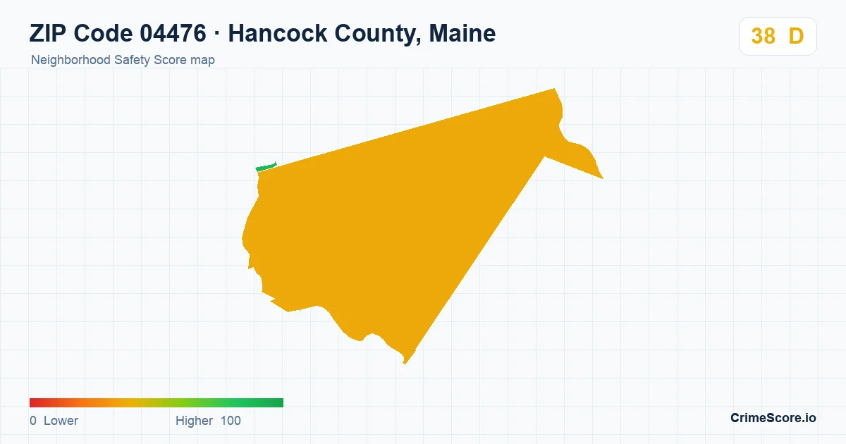 ZIP Code 04476 in Hancock County, Maine neighborhood Safety Score map
