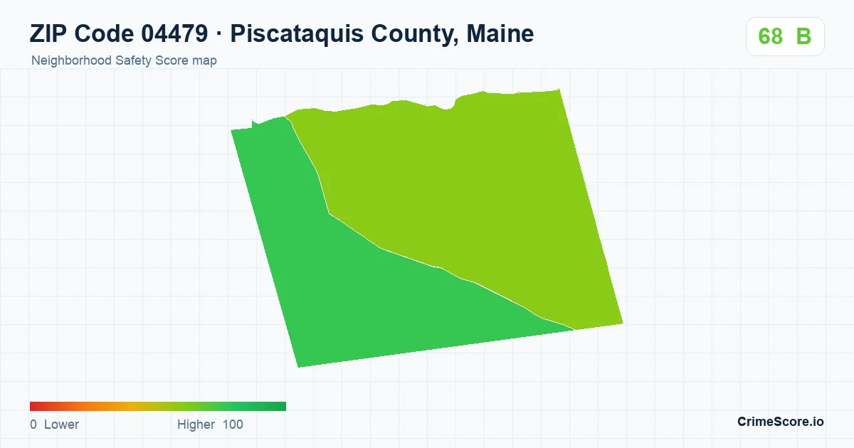ZIP Code 04479 in Piscataquis County, Maine neighborhood Safety Score map