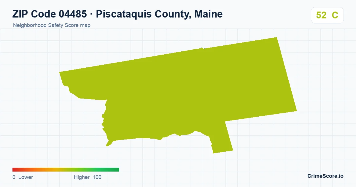 ZIP Code 04485 in Piscataquis County, Maine neighborhood Safety Score map
