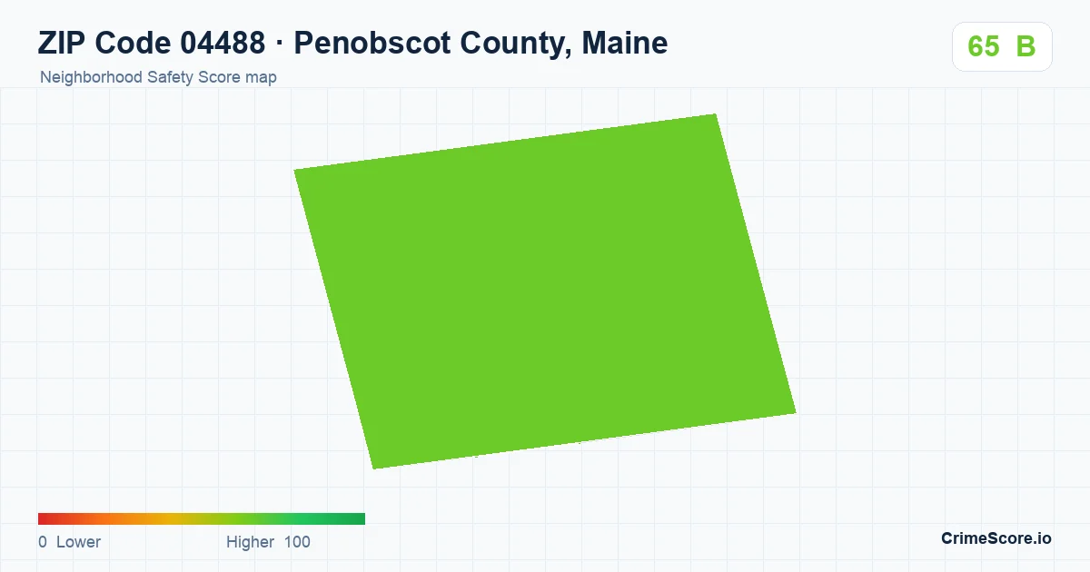 ZIP Code 04488 in Penobscot County, Maine neighborhood Safety Score map