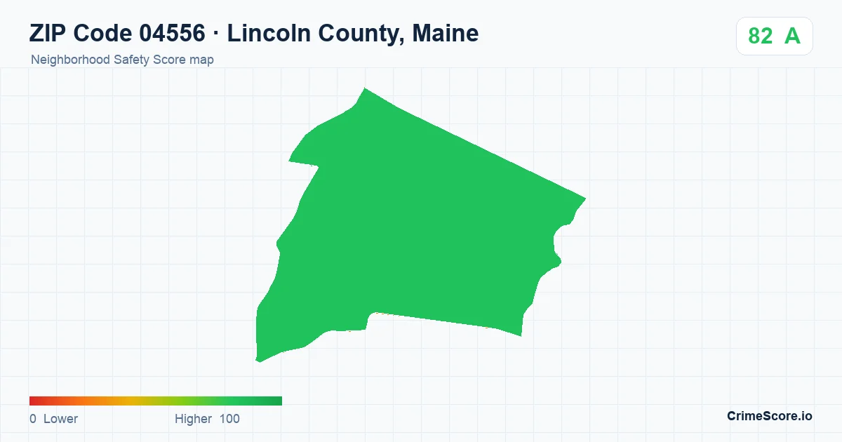 ZIP Code 04556 in Lincoln County, Maine neighborhood Safety Score map