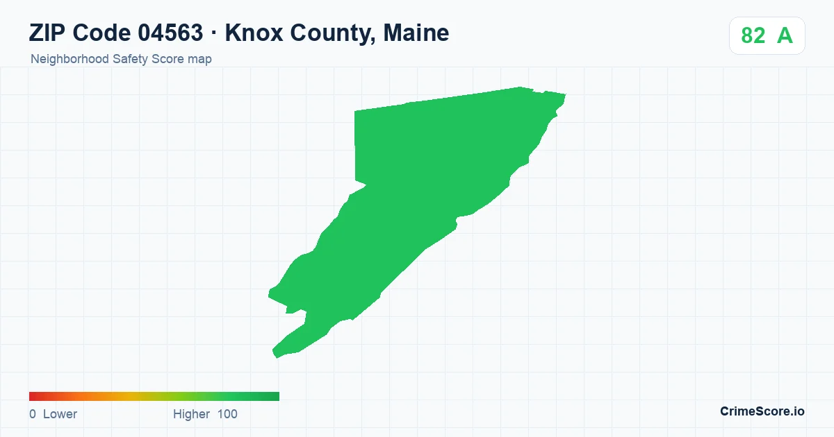 ZIP Code 04563 in Knox County, Maine neighborhood Safety Score map