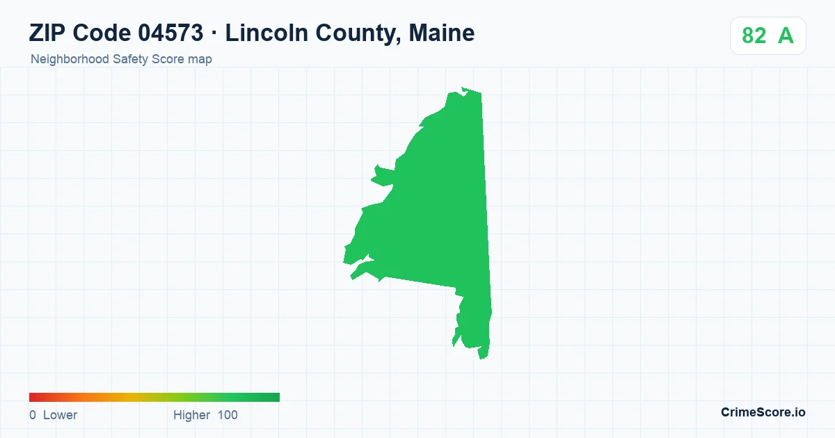 ZIP Code 04573 in Lincoln County, Maine neighborhood Safety Score map