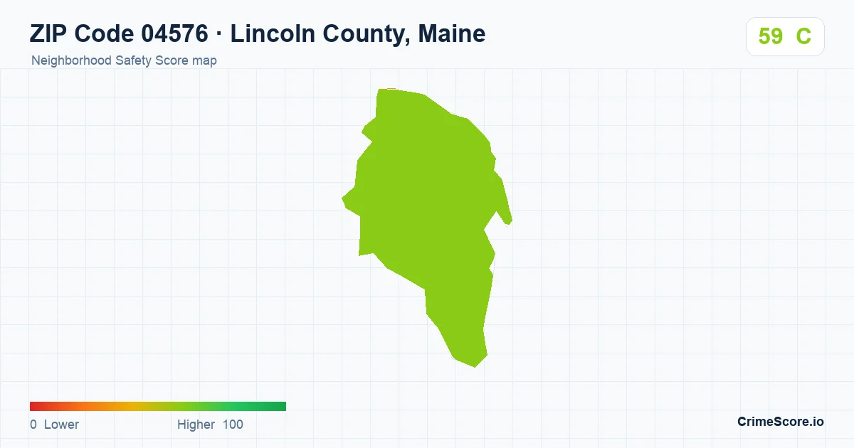 ZIP Code 04576 in Lincoln County, Maine neighborhood Safety Score map