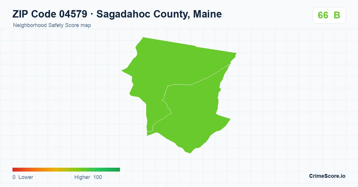 ZIP Code 04579 in Sagadahoc County, Maine neighborhood Safety Score map