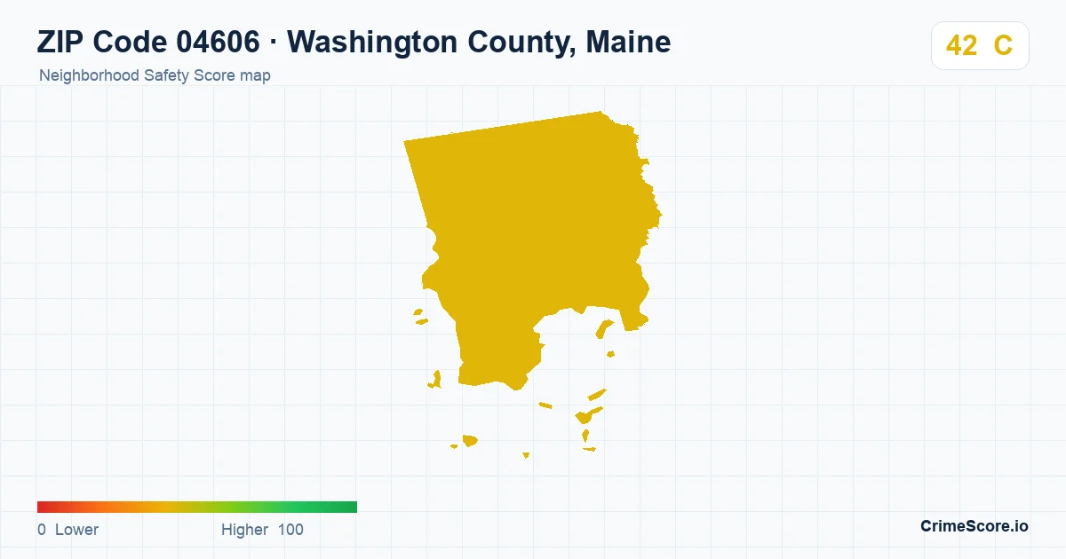 ZIP Code 04606 in Washington County, Maine neighborhood Safety Score map