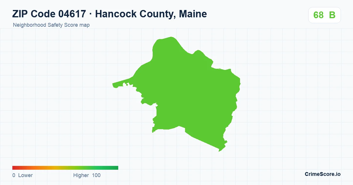 ZIP Code 04617 in Hancock County, Maine neighborhood Safety Score map
