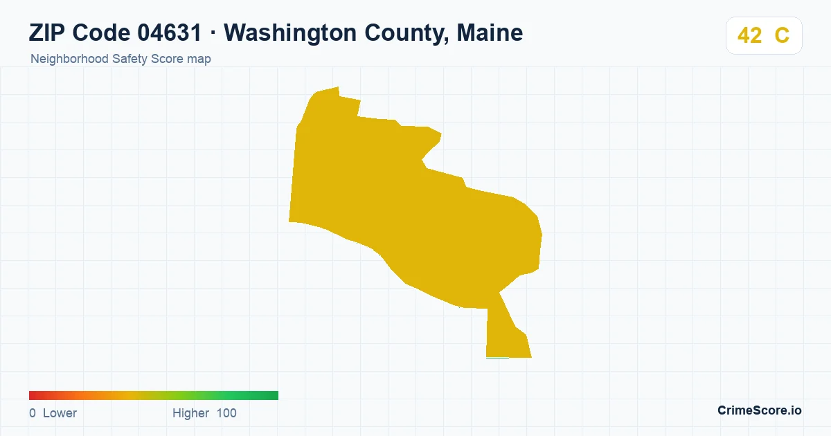 ZIP Code 04631 in Washington County, Maine neighborhood Safety Score map