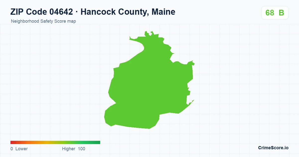 ZIP Code 04642 in Hancock County, Maine neighborhood Safety Score map
