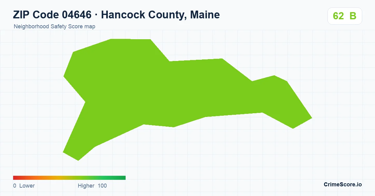 ZIP Code 04646 in Hancock County, Maine neighborhood Safety Score map
