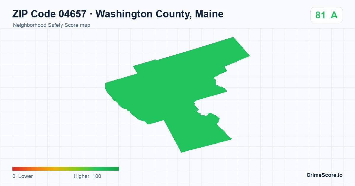 ZIP Code 04657 in Washington County, Maine neighborhood Safety Score map