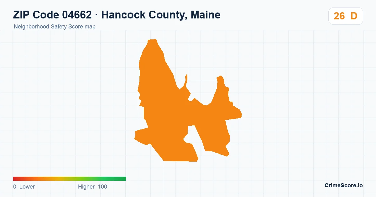 ZIP Code 04662 in Hancock County, Maine neighborhood Safety Score map