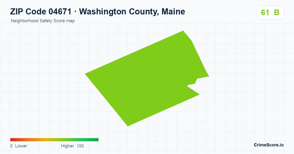 ZIP Code 04671 in Washington County, Maine neighborhood Safety Score map
