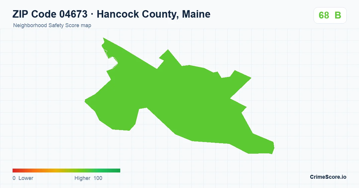 ZIP Code 04673 in Hancock County, Maine neighborhood Safety Score map