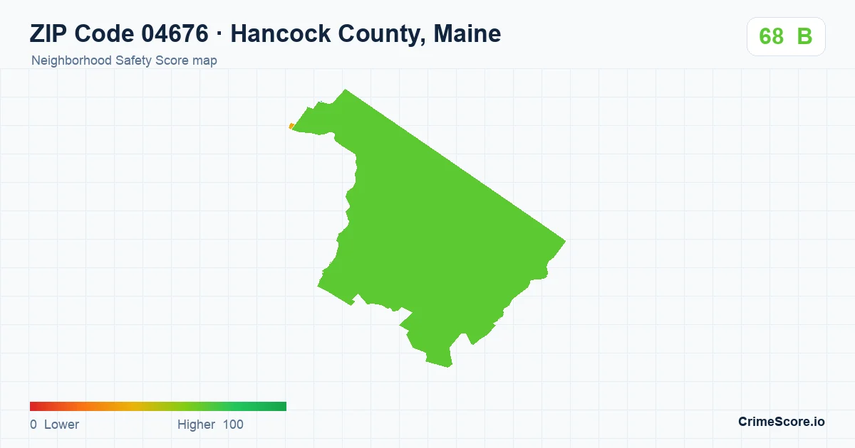 ZIP Code 04676 in Hancock County, Maine neighborhood Safety Score map