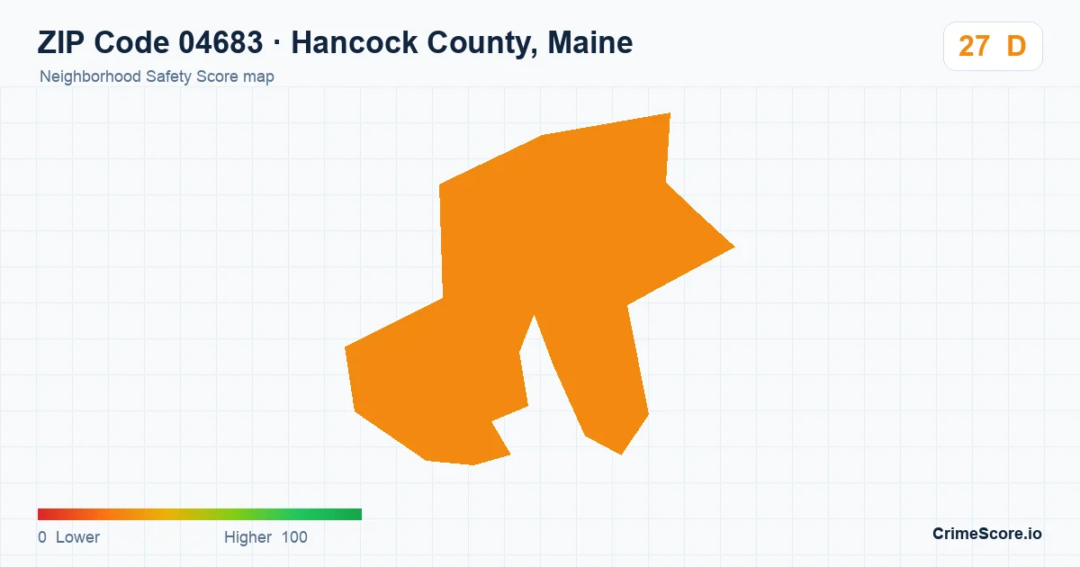 ZIP Code 04683 in Hancock County, Maine neighborhood Safety Score map