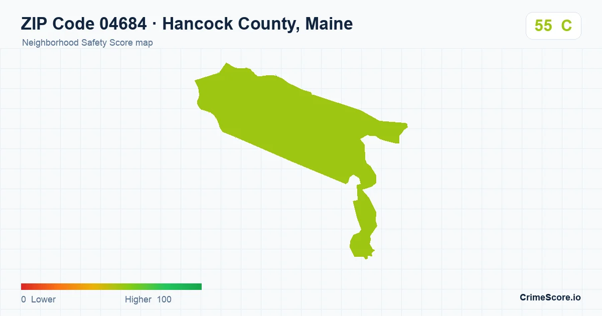 ZIP Code 04684 in Hancock County, Maine neighborhood Safety Score map