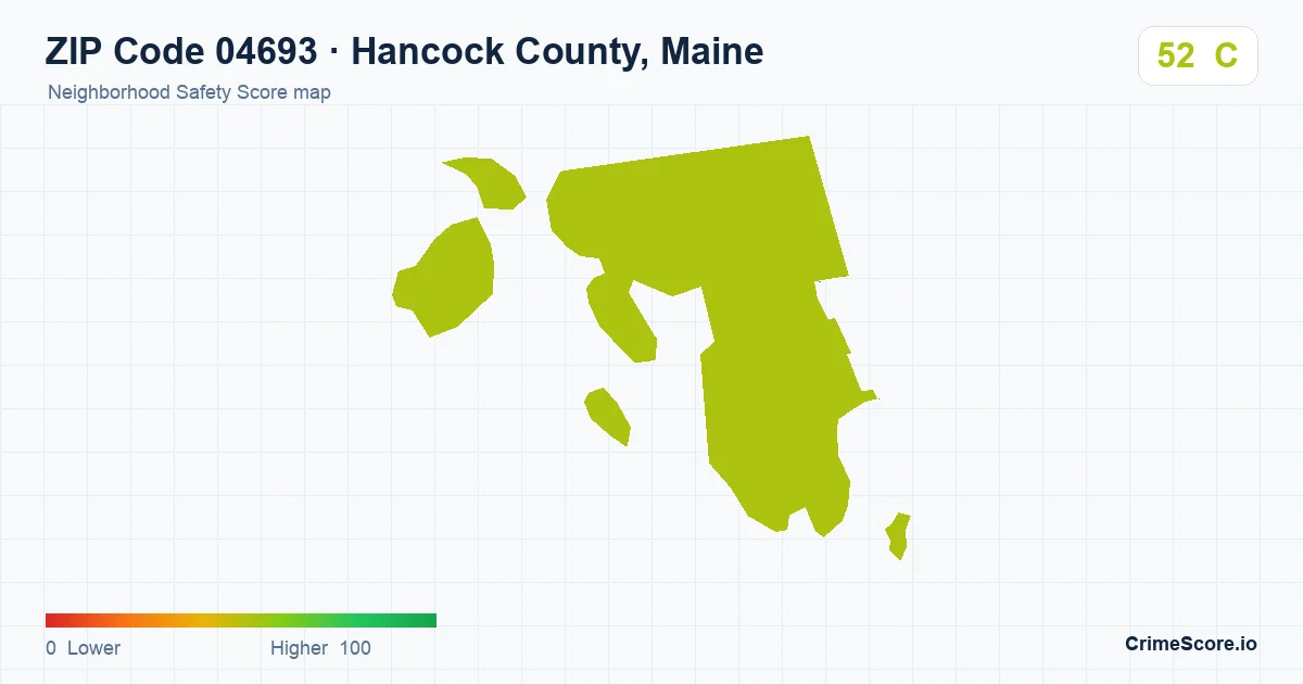 ZIP Code 04693 in Hancock County, Maine neighborhood Safety Score map