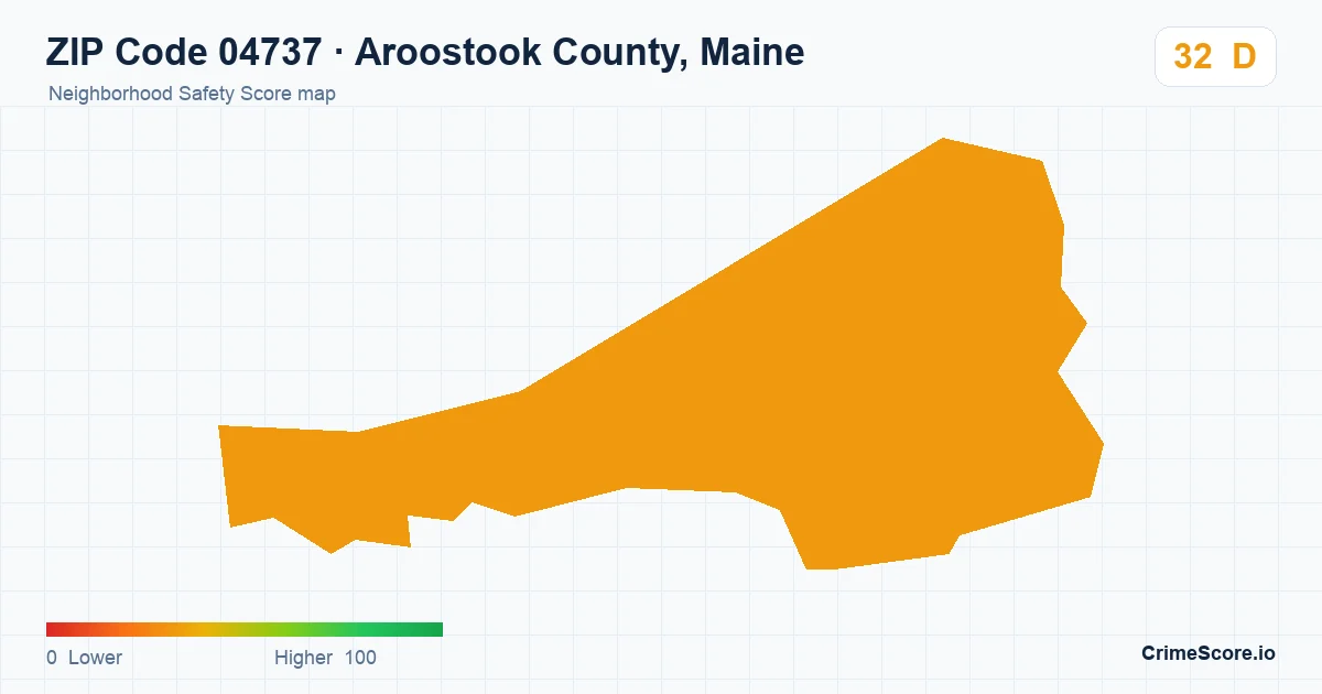 ZIP Code 04737 in Aroostook County, Maine neighborhood Safety Score map