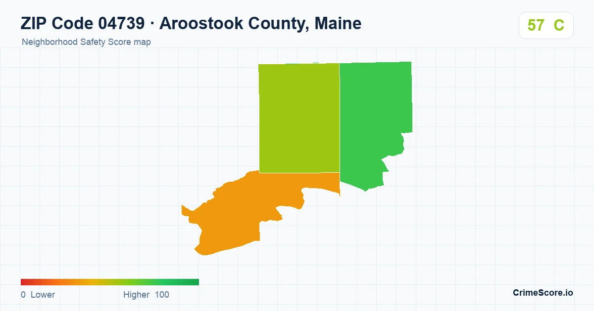 ZIP Code 04739 in Aroostook County, Maine neighborhood Safety Score map