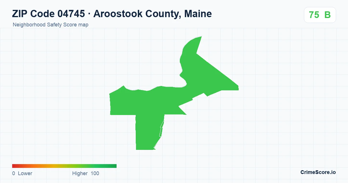 ZIP Code 04745 in Aroostook County, Maine neighborhood Safety Score map