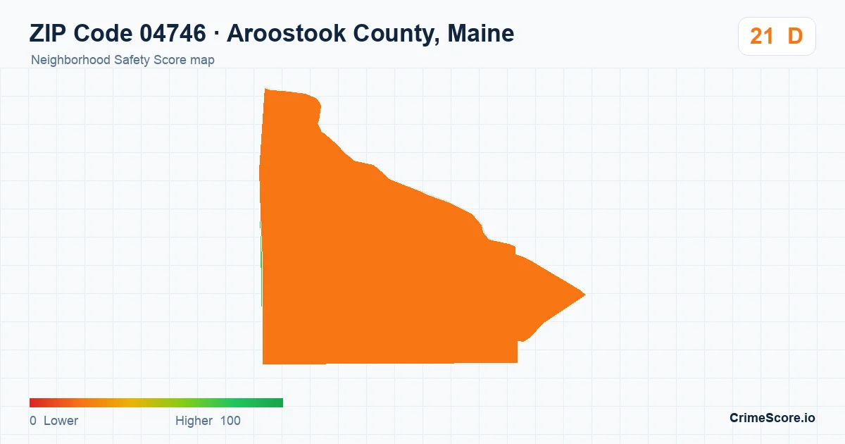 ZIP Code 04746 in Aroostook County, Maine neighborhood Safety Score map