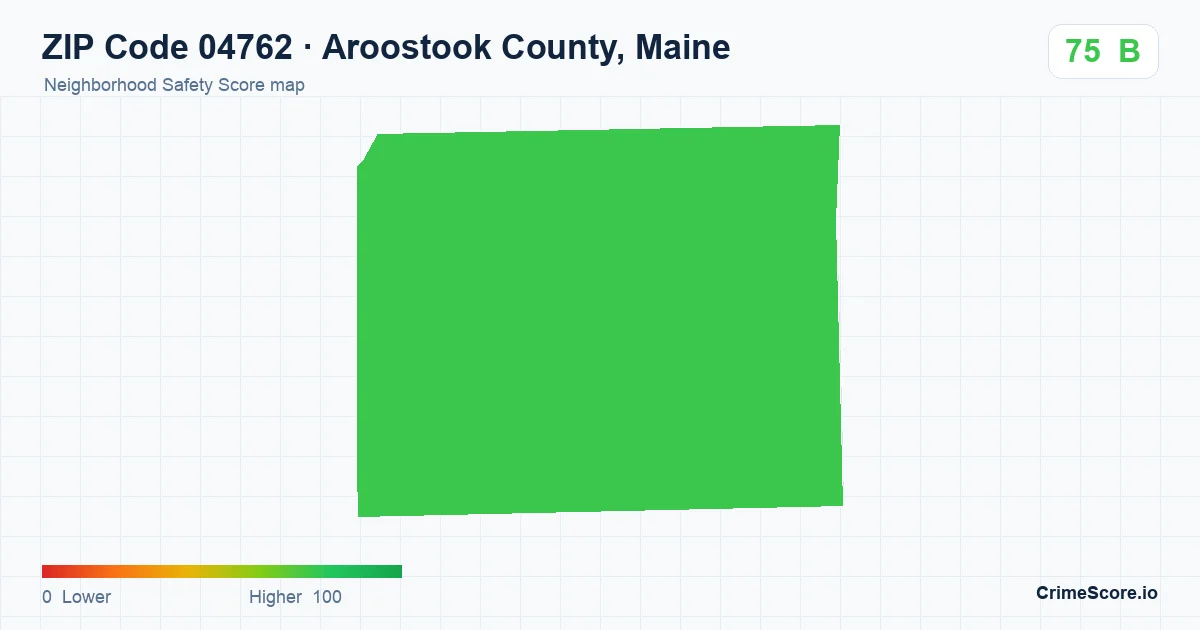 ZIP Code 04762 in Aroostook County, Maine neighborhood Safety Score map