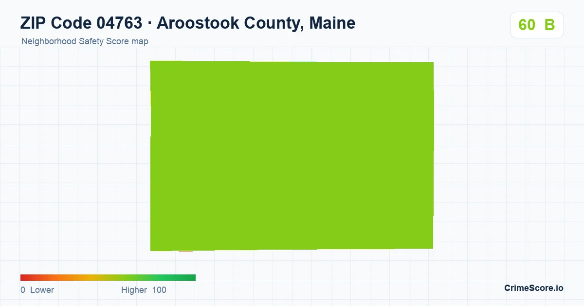 ZIP Code 04763 in Aroostook County, Maine neighborhood Safety Score map