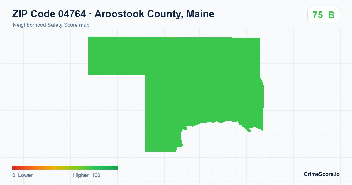 ZIP Code 04764 in Aroostook County, Maine neighborhood Safety Score map