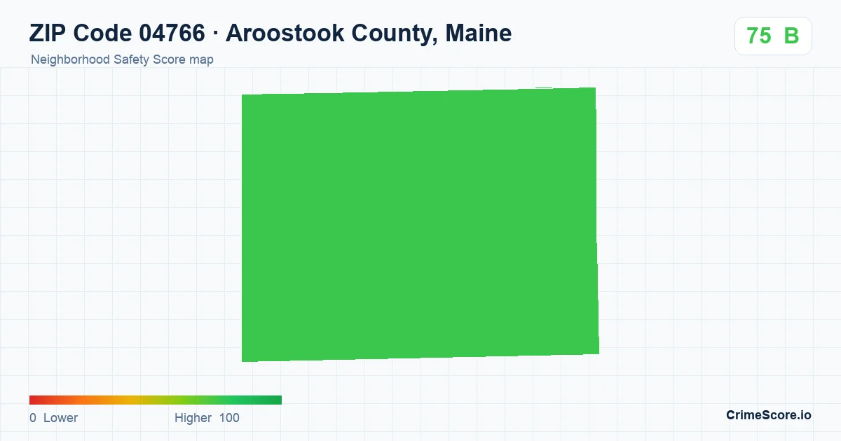 ZIP Code 04766 in Aroostook County, Maine neighborhood Safety Score map
