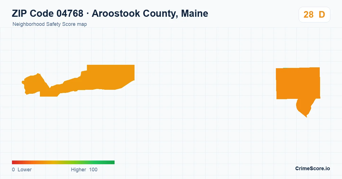 ZIP Code 04768 in Aroostook County, Maine neighborhood Safety Score map