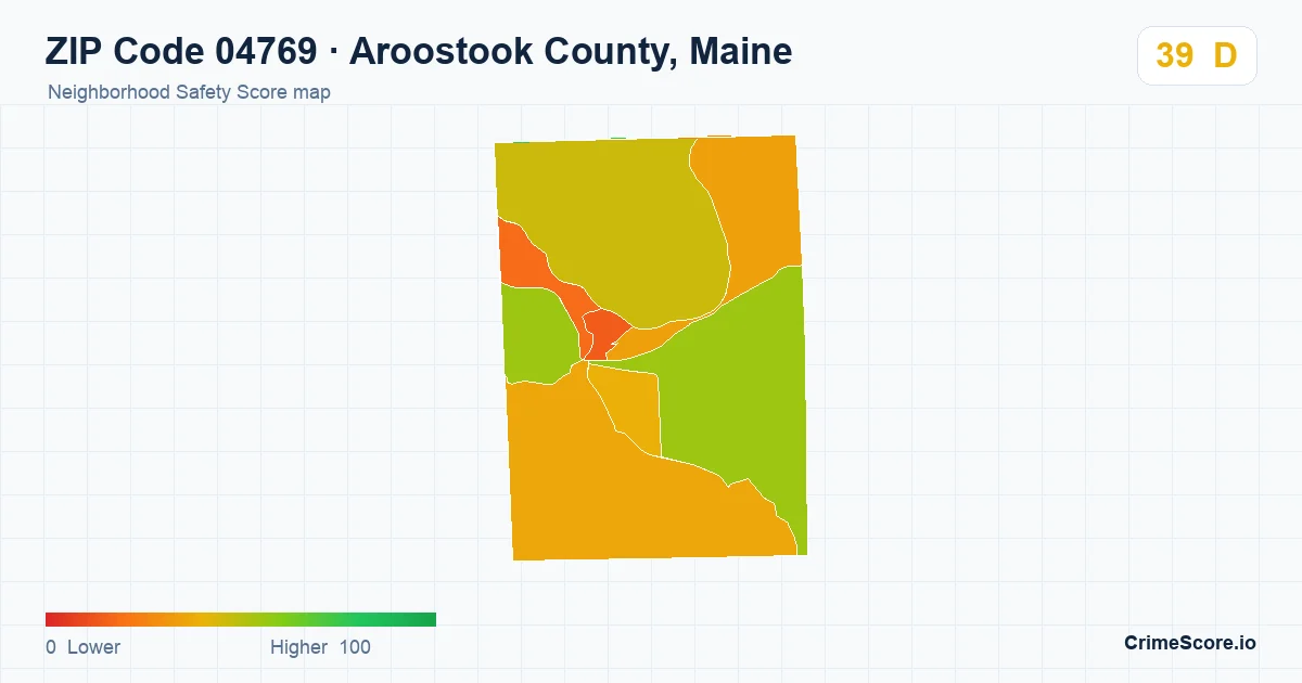 ZIP Code 04769 in Aroostook County, Maine neighborhood Safety Score map