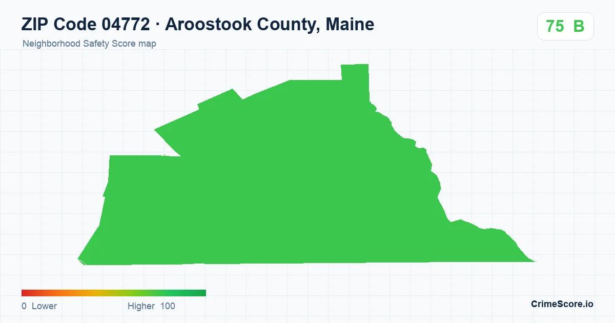 ZIP Code 04772 in Aroostook County, Maine neighborhood Safety Score map